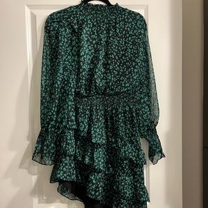 Green & Black Leopard Print Dress